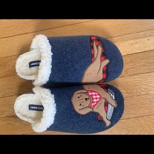 Lands End Women's Dog Felt Scuff Slipper Size 10B Blue